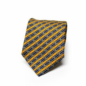 FUMAGALLI'S Knots & Stripes Pure Silk Tie in Amber & Navy
